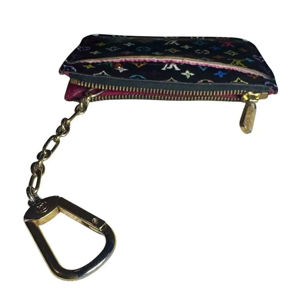 Auth Vintage Louis Vuitton 33 Multicolor Murakami LV Keychain Black Pouch - Picture 10 of 12